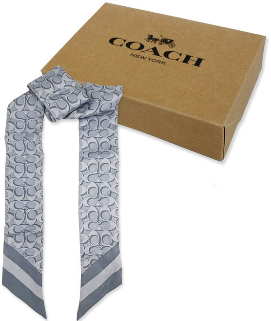 COACH 100% 蠶絲 長型絲巾禮盒