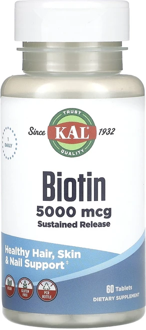 KAL 비오틴 서방형 5000mcg 60정, 1개 - 쿠팡
