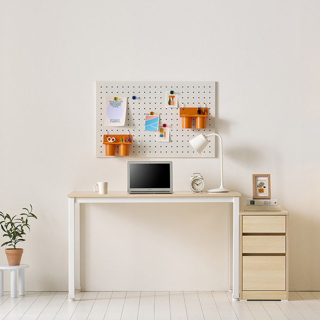 데스크 사무용 철제 일자 책상 1200, 화이트/워시