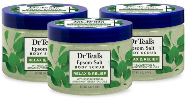 닥터 틸즈 퓨어 엡솜 소금 바디 스크럽 릴렉스 유칼립투스 스피어민트 에센셜 오일 함유 454g, Eucalyptus & Spearmint, 3개