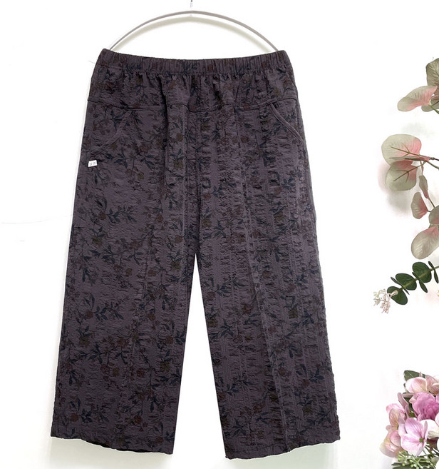 국민할매 할머니옷 엄마옷 국내생산 시어서커 파이핑 꽃마리 7부 인견 통 밴딩바지[GL-0407]요양원옷