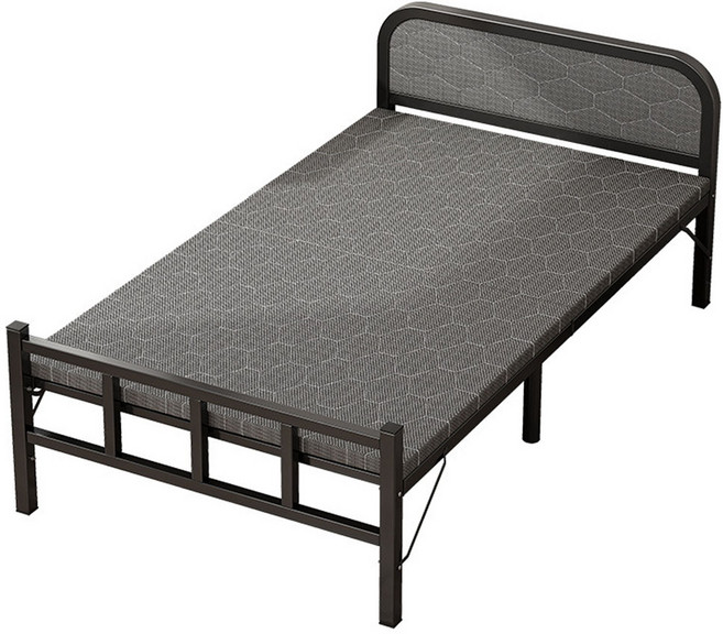 데스텀 철제 슈퍼 싱글 침대 접이식 매트 포함, 블랙