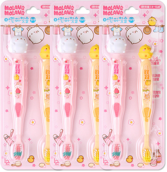 해호 몰랑 피규어 어린이칫솔 2p 부드러운향균모 4세~13세까지, 3개, 2개입, 상세페이지참조