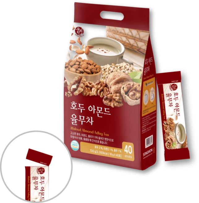 송원 우리차 호두아몬드율무차 (봉투형), 18g, 40개입, 1개