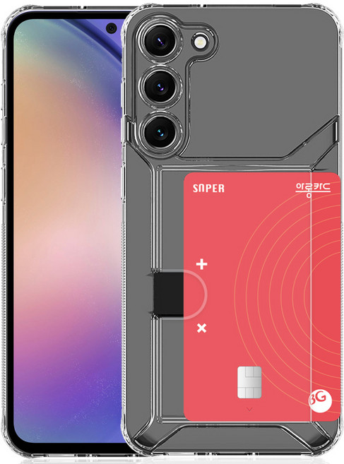 stonesteel 갤럭시 A54 5G 퀀텀4 밀어서 빼는 카드 포켓 투명 젤리 핸드폰 케이스