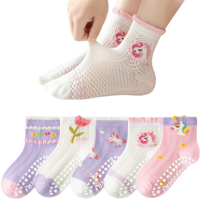 투해피 키즈 미끄럼방지 메쉬양말 5컬레- S14 튤립