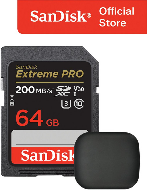 샌디스크 익스트림 프로 SD카드 카메라 메모리 + 파우치 패키지, 64GB, 1개