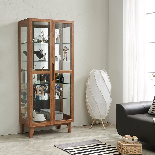 명품 고무나무 원목 장식장 A타입 유리 진열장 양주장 그릇장, 명품 고무나무 원목 장식장(A타입)