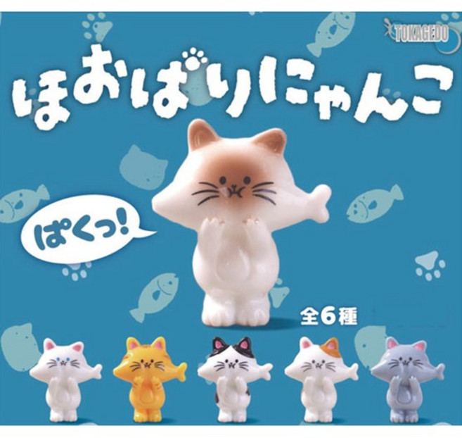 양볼 가득 고양이 냥코 피규어 가챠 (랜덤), 1개