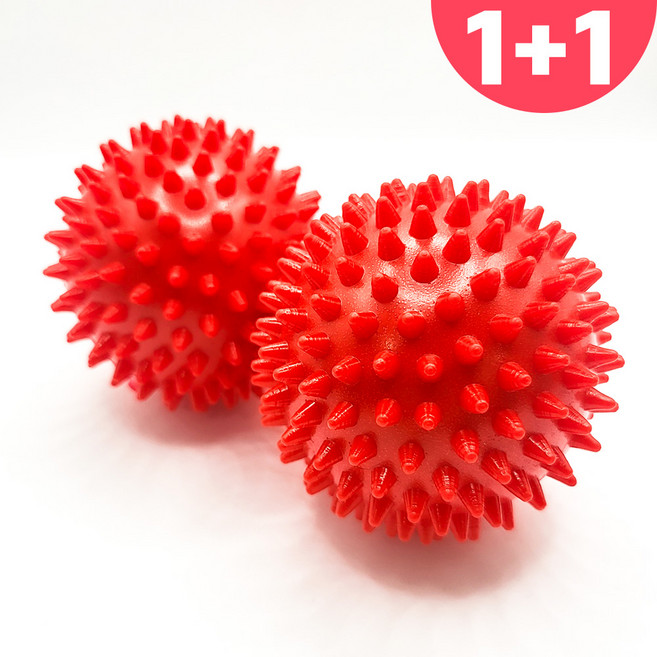 우디우디 고슴도치 셀프 지압 목 어깨 발 발바닥 경추 마사지볼, 레드, 2개