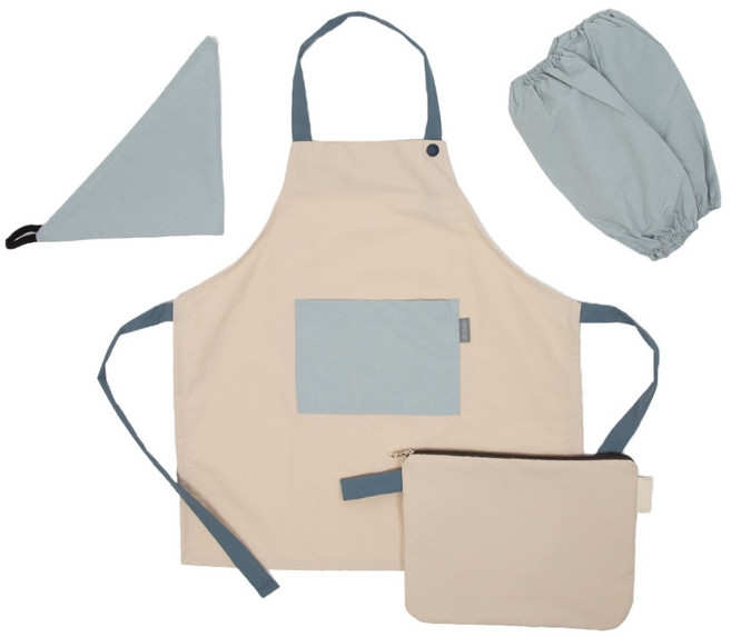 세맘스 오트밀크 방수 앞치마+두건+토시+파우치세트