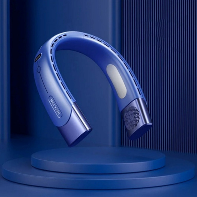 샤오미 넥 넥밴드 선풍기 목걸이용 등산용 헤드셋, 블루