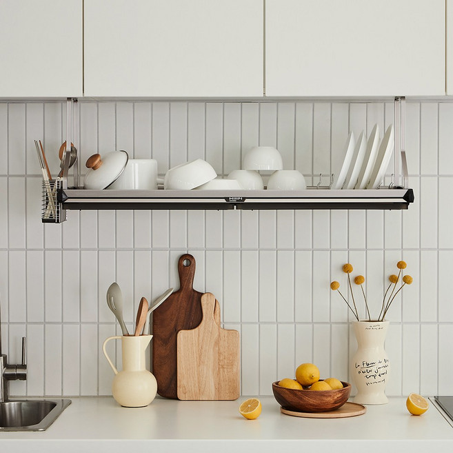 한샘 투웨이 부착형 식기건조대 900, 다크그레이