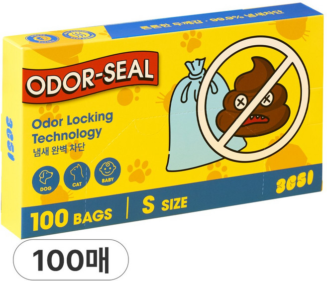 3651 오더씰 냄새차단 배변봉투 기저귀봉투, 3L, 100개