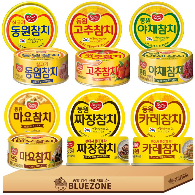 동원참치 90g 6종 세트 (스탠다드+고추+야채+짜장+마요+카레)x2, 12개