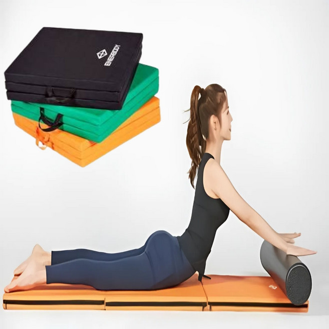 동명 두꺼운 접이식 운동 필라테스 요가 매트 홈트 50mm, 주황, 1개