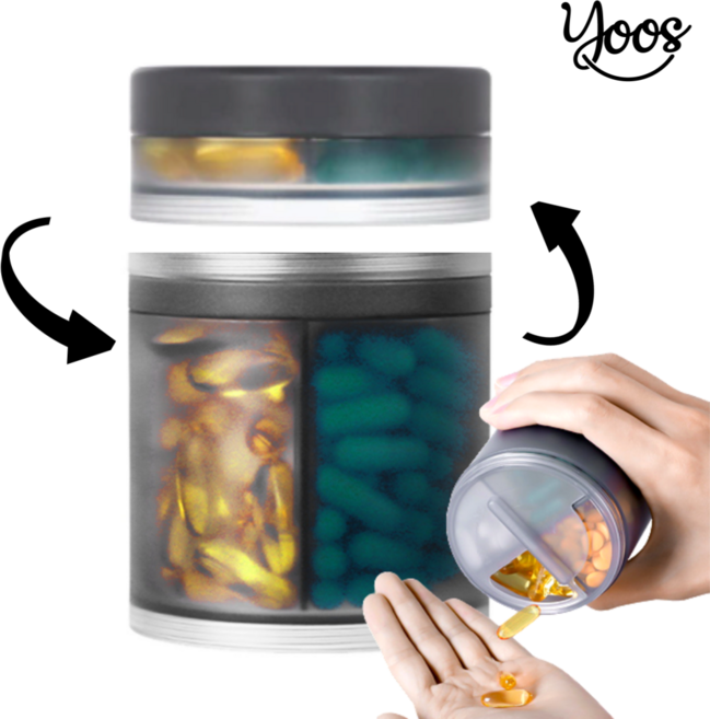 KIGI 휴대용약통 알약케이스 데일리 알약통 보관함 영양제 정리 여행용약통, 블랙, 1개