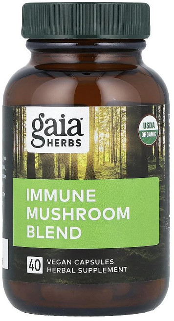 미국산 가이아허브스 이뮨 머쉬룸 블렌드 40베지캡슐 Gaia Herbs Immune Mushroom Blend 선물증정, 1개, 40정