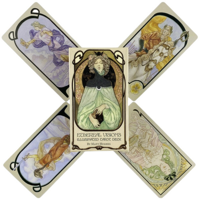 타로 카드 보드 게임 Ethereal Visions Illuminated 80 데크 Oracle English Divination Edition Borad, TT33-, 1개