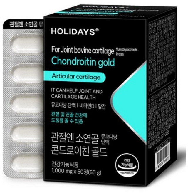 홀리데이즈 관절엔 소연골 뮤코다당단백 콘드로이친 골드 60g, 60정, 5개
