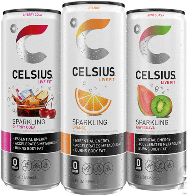 CELSIUS 셀시어스 라이브 핏 에너지 드링크 체리콜라 오렌지 키위구아바 맛, 18개입, 355ml
