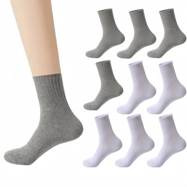 제노트렉 남녀공용 순면 스포츠 코튼 양말 중목 10켤레