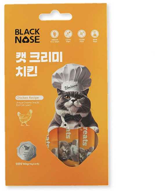 블랙노즈 캣 크리미 4P 고양이간식, 60g, 1개, 치킨
