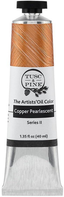 Tusc & Pine 아티스트 오일 페인트 - 티타늄 화이트 (아마씨) 40ml 황변 없음 풍부하고 크리미 한 일관성 최대 안료 부하 소량 가공 페인트 전문 아티스트, 1개(1개입), 구리 진주빛