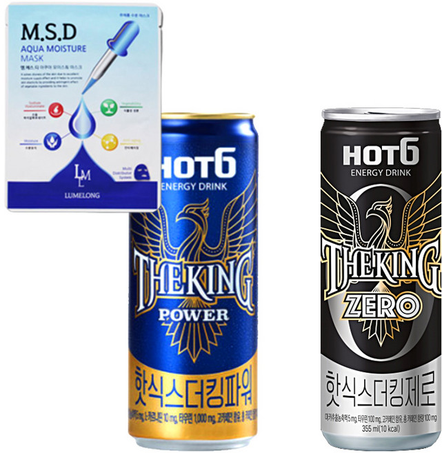 핫식스 더킹 파워 + 더킹 제로 355ml 2종 각 6입 총 12입 + MSD마스크, 1세트