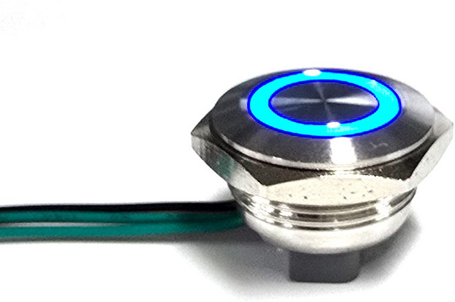 22mm LED 원형 방수 크롬 스위치 자동차 푸쉬 MGS-14 블루, 1개