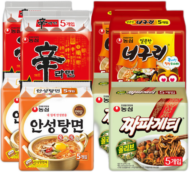 신라면(10)+안성탕면(10)+너구리(10)+짜파게티(10) (총)