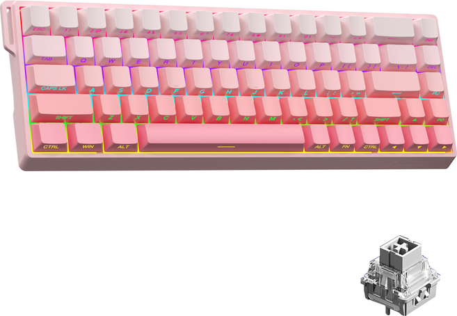 AULA WIN 68HE PRO MAX 마그네틱 축 게이밍 키보드 유선, RGB Wired, WIN68 Side engraving pink