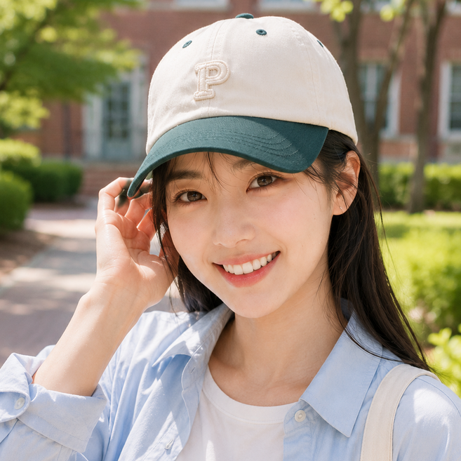 잼젬 남녀공용 투톤 볼캡 P자수 데일리 야구모자 캡모자