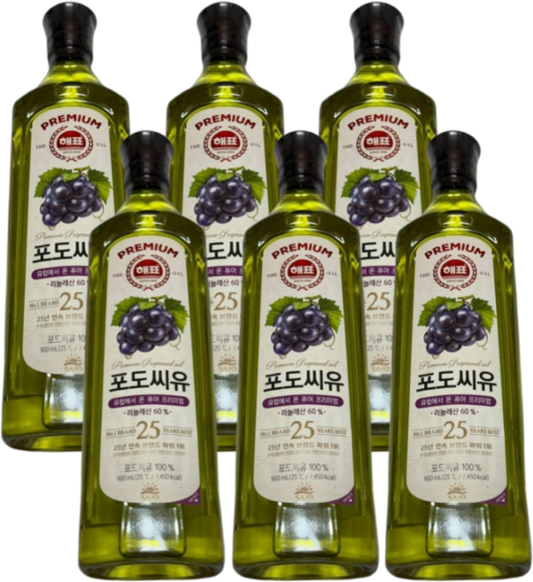 사조해표 포도씨유, 6개, 900ml
