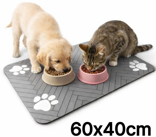 에이트몰 물기흡수 고양이 강아지 식기매트, 1개, 그레이 60x40cm