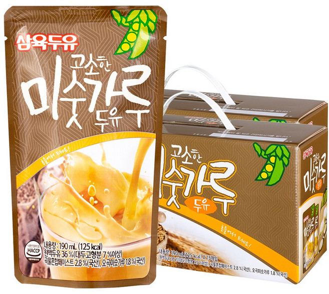 삼육두유 고소한 미숫가루 두유 파우치, 190ml, 30개
