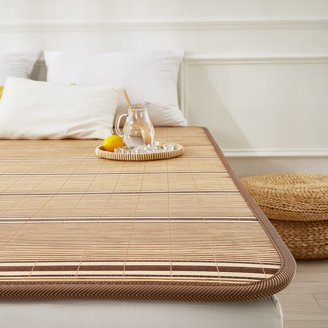 [17mm 국산] 여름 대나무 카페트 쿨매트 왕골 돗자리 대자리 매트 러그 거실 침대 장판 자리_두꺼운 폭신한 튼튼한 시원한 냉감매트, 브라운