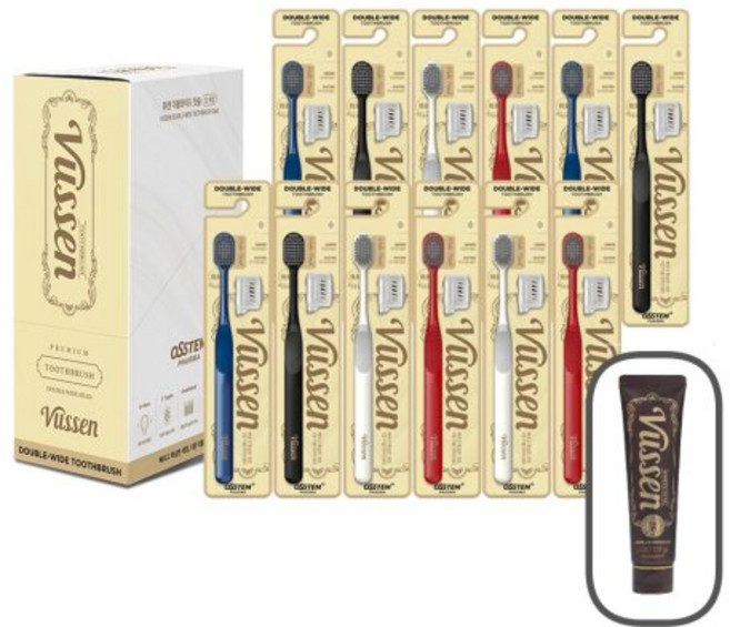 오스템 뷰센 더블와이드 칫솔 12입+뷰센28 미니 20g, 12개, 1개입