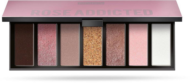 PUPA Milano Make Up Stories 아이섀도우 팔레트 004 로즈 애딕티드 - 매트 새틴 및 메탈릭 색상 옵션이 있는 7가지 쉐이드 섀도우 컬렉션 - 고안료 포, 1