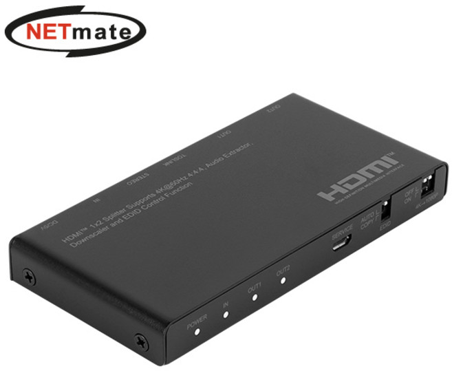 강원전자 넷메이트 NM-PTS06 4K 60Hz HDMI 2.0 1:2 분배기 (오디오 디임베더), 1개