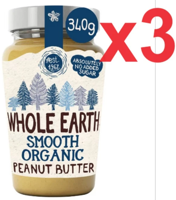 340g 3개 홀얼스 오가닉 스무스 피넛버터 Whole Earth Organic Smooth Peanut - 쿠팡