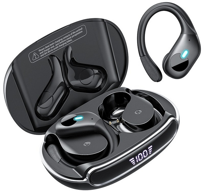 Mankiw맨큐 귀걸이형 무선 블루투스 이어폰 버튼식 X30, 블랙