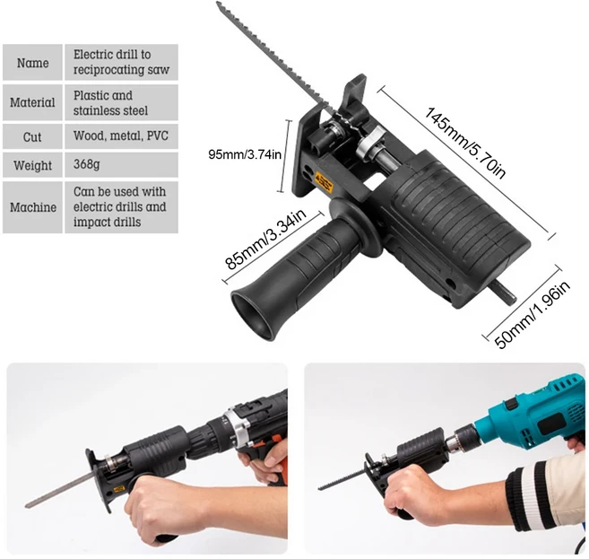 전기 톱으로 스크루 드라이버 드릴의 변환 헤드 왕복 톱 가정용 쇠톱 목재 도구 전동 공구 세트, 01 Type B, 1개