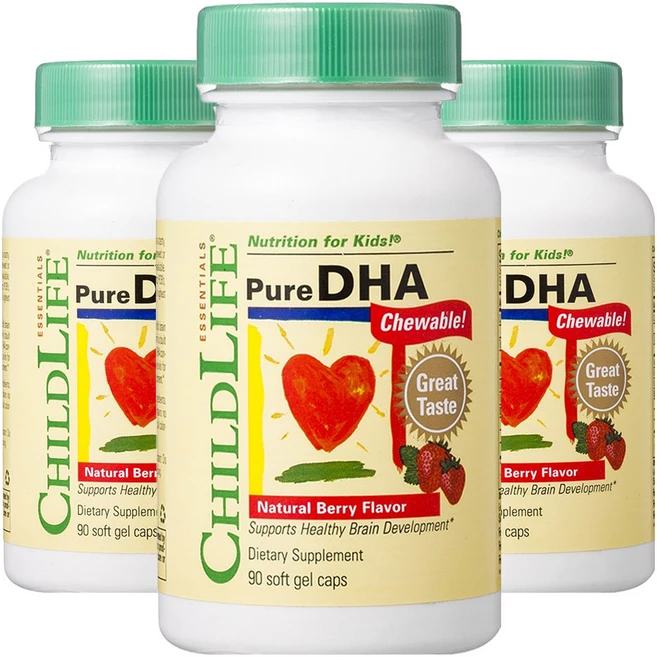 차일드라이프 퓨어 어린이 DHA 내추럴 베리 츄어블 소프트젤 캡, 90정, 3개 - 쿠팡