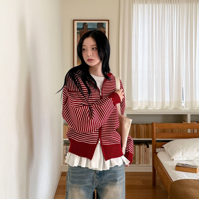 [빅사이즈 55-100] 5color 실버 펜던트 단가라 니트 후드 집업 여성 빅사이즈 여자 플러스사이즈 어거스트플랜