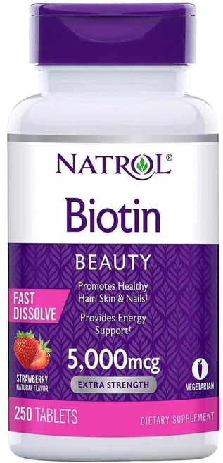 나트롤 비오틴 5000mcg 250정(물없이 먹기 편한 모발 손톱 영양제), 1개, 250정