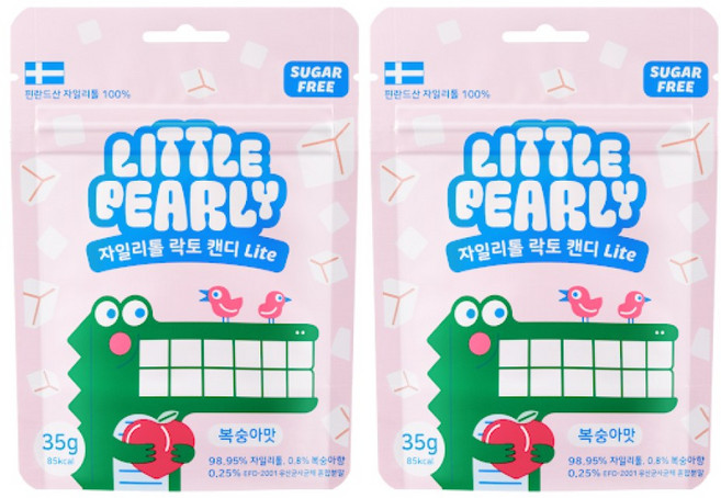 리틀펄리 어린이 자일리톨 무설탕 캔디 복숭아맛, 35g, 2개