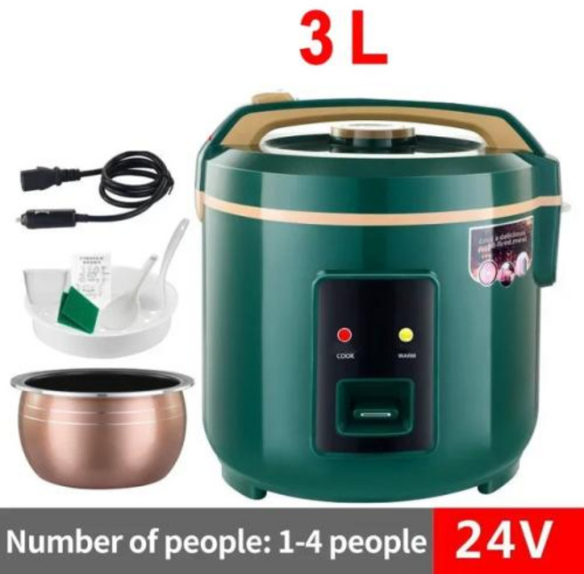 차량용 자동 운전 휴대용 밥솥 가정 겸용 스마트 밥솥 12V 24V 220V 24V 트럭, 3L Green, 없음