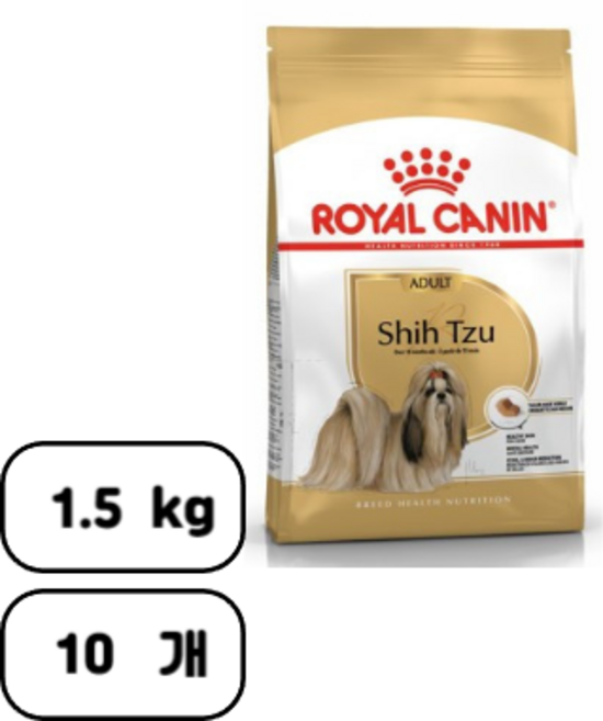 로얄캐닌 어덜트 곡물 인도어 시츄 사료, 1.5kg, 10개