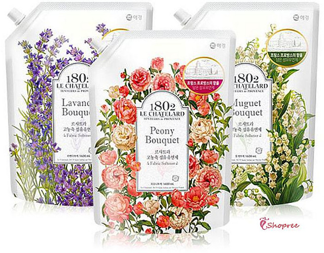 섬유유연제세탁기 빨래 세탁용품 드럼 1.6L 생활용품 통세탁기 부케향 꽃향기 건조 르샤트라애경kdb378, 1개